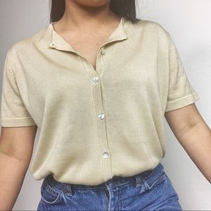 NEW Liz Claiborne Silk Button Short Sleeve Blouse